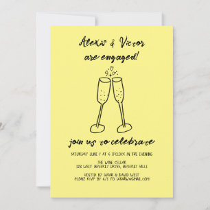 Champagne Glasses Cheers Custom Engagement Party Invitation