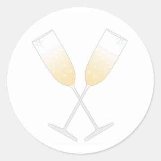 Champagne Glasses Classic Round Sticker