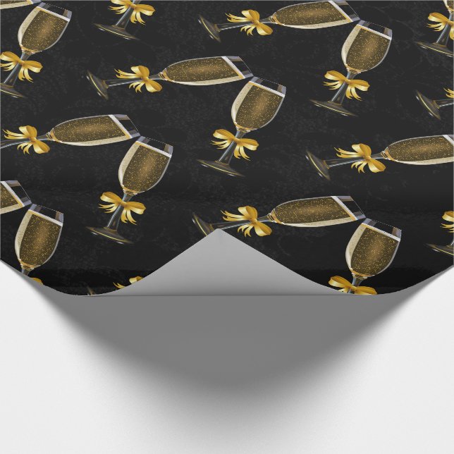 Champagne Glasses Clinking Together Wrapping Paper (Corner)