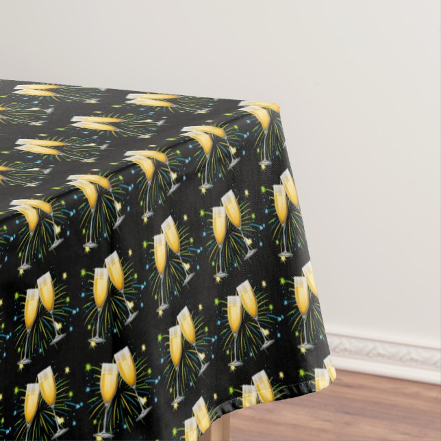 Champagne Glasses for New Year Eve Party Tablecloth (In Situ)