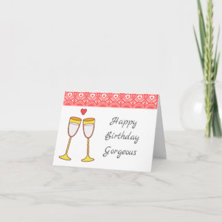 Champagne Glasses Happy Birthday Card