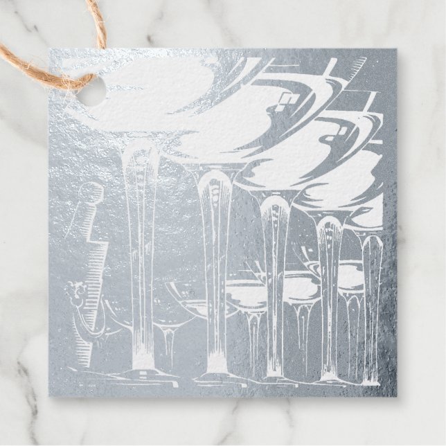 Champagne Glasses New Year Favour Tags (Front)