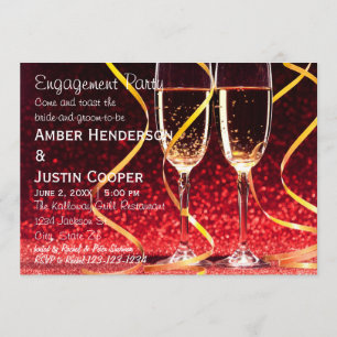 Champagne Glasses Photo - Engagement Party Invitation