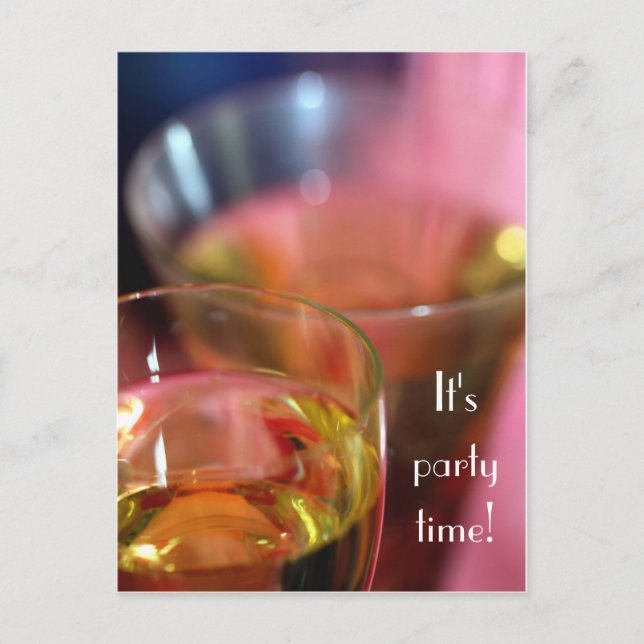 Champagne Glasses Postcard- You're Invited Invitation Postcard (Front)