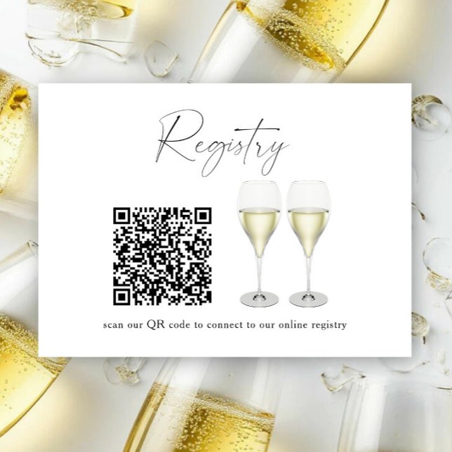 Champagne glasses QR code Bridal shower registry  Enclosure Card (Creator Uploaded)