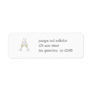 champagne glasses return address sticker