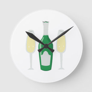 Champagne Glasses Round Clock
