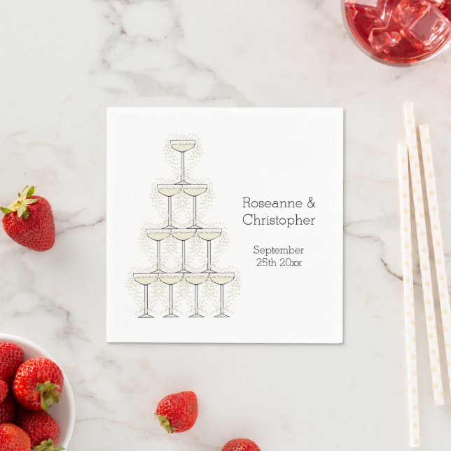 Champagne Glasses Simple Wedding Napkin (Insitu)