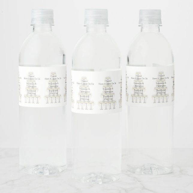 Champagne Glasses Simple Wedding Water Bottle Label (Bottles)