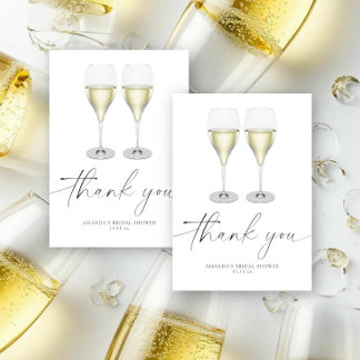 Champagne glasses - thank you bridal shower card