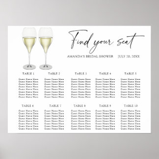 Champagne Glasses Wedding seating chart