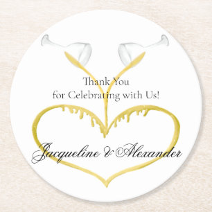 Champagne Glasses Wedding Theme Paper Coaster