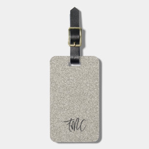 Champagne Glitter INITIALS Glam Luxury Travel Luggage Tag