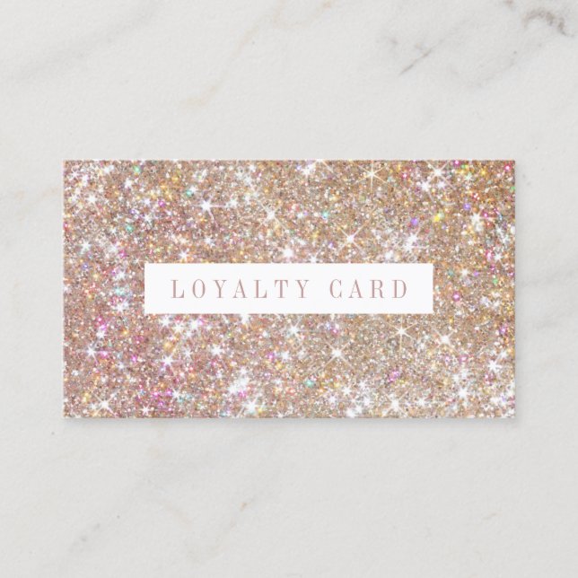 Champagne Glitter Lashes Brow Makeup Artist Loyalty Card (Front)