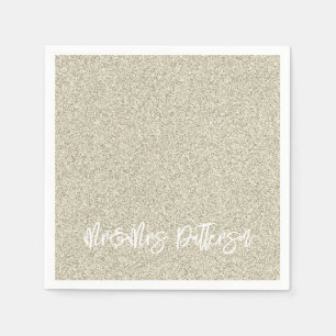 Champagne Glitter Mr&Mrs NAME Elegant Chic Napkin