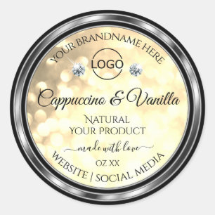 Champagne Glitter Product Labels Diamonds and Logo