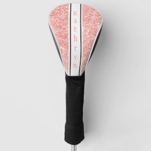 Champagne Glitter Striped Personalized Golf Head Cover