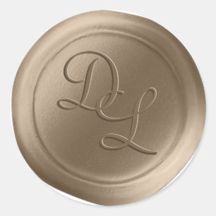 Champagne Gold 2 Letter Monogram Wax Seal Stickers