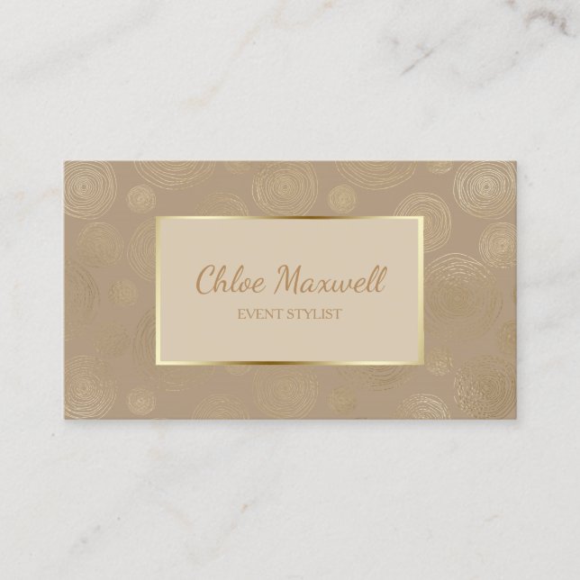 Champagne Gold Abstract Circle Minimalist Business Card (Front)