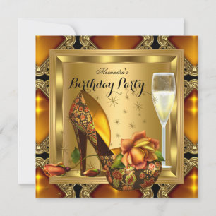 Champagne Gold Amber Heels Elegant Birthday Party Invitation