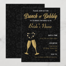 Champagne Gold and Black Bridal Shower Invite