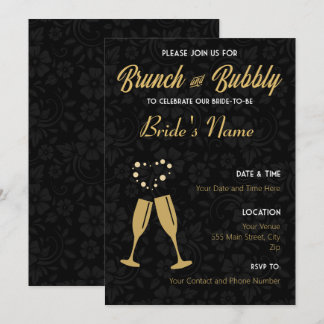 Champagne Gold and Black Bridal Shower Invite