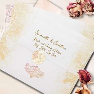 Champagne Gold Baroque Elegant Wedding Classic Round Sticker