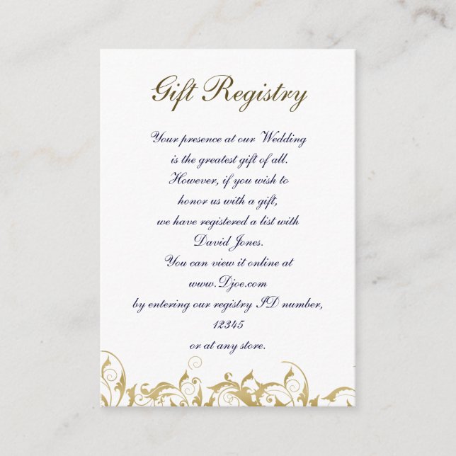 champagne gold Baroque Wedding Enclosure Card (Front)