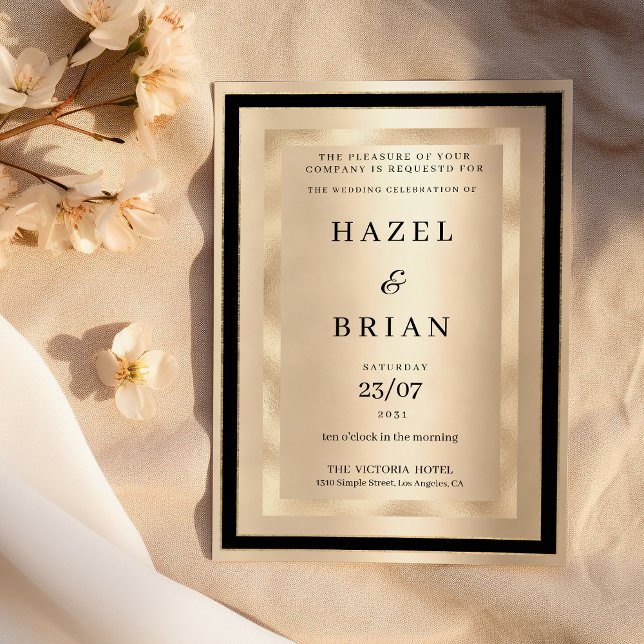 Champagne Gold Black Glamour Luxury Wedding Invitation (Champagne Gold Black Glamour Luxury Wedding)