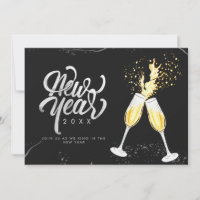Champagne Gold Black Wine Glass Confetti Modern