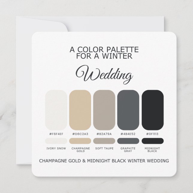 Champagne Gold Black Winter Wedding Palette Card (Front)