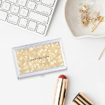 Champagne Gold Bokeh Personalized Business Card Holder<br><div class="desc">Elegant business card case features a background of bokeh lights in shades of champagne and gold,  with your name,  monogram or company name in the center.</div>