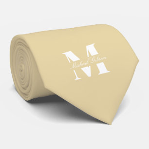 Champagne Gold  Custom Monogram Wedding Groomsmen  Tie