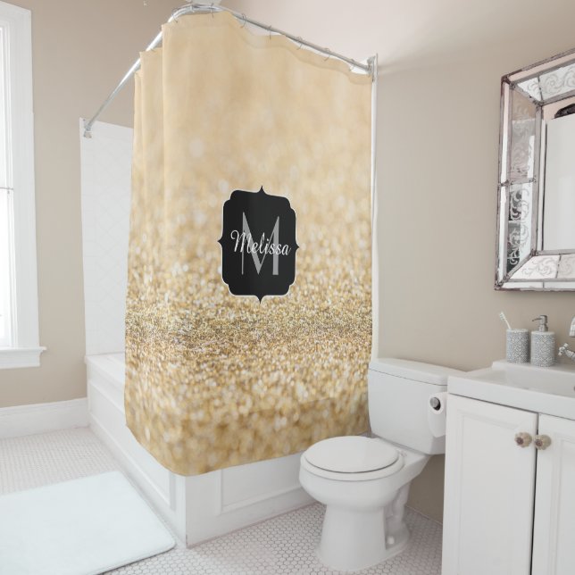 Champagne gold faux glitter sparkles Monogram (In Situ)
