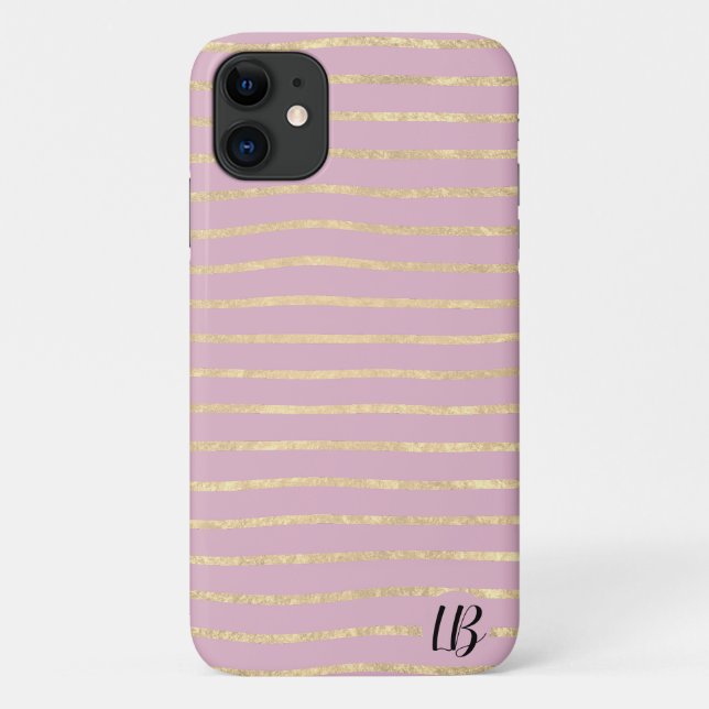 Champagne Gold Foil Stripes Phone Case (Back)