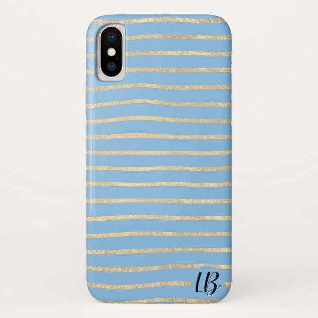 Champagne Gold Foil Stripes Phone Case (Back)