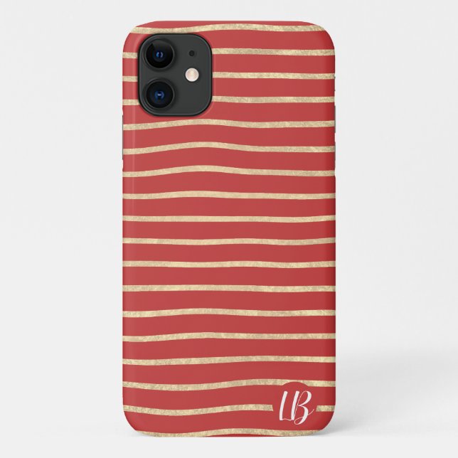 Champagne Gold Foil Stripes Phone Case (Back)