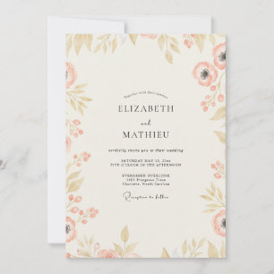 Champagne Gold Foliage Eucalyptus Wedding Invitation