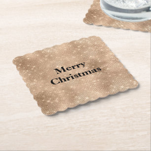Champagne Gold Glam Sparkle Glitz  Paper Coaster