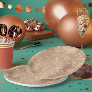 Champagne Gold Glam Sparkle Glitz  Paper Plate