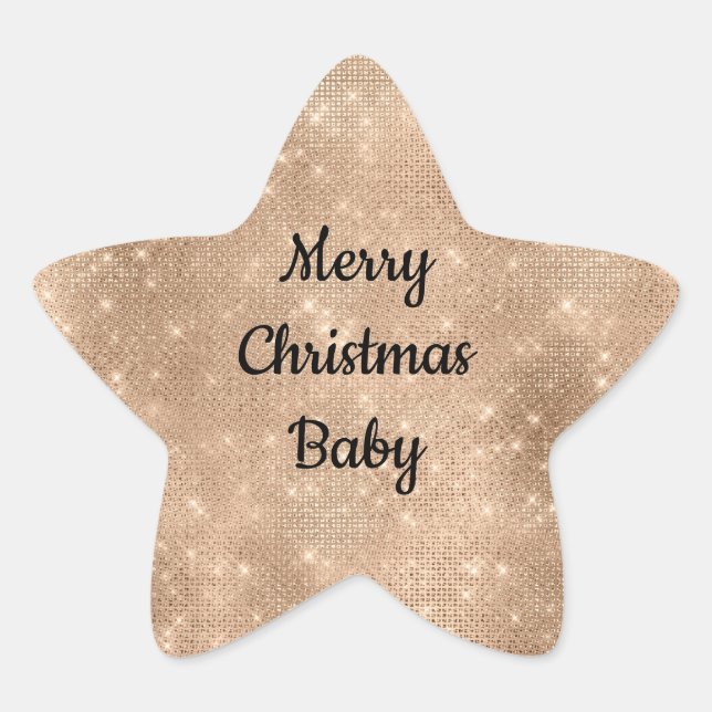 Champagne Gold Glam Sparkle Glitz  Star Sticker (Front)
