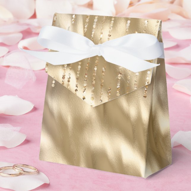 Champagne Gold Glam Sparkle Strings Wedding Favor Box (Wedding)