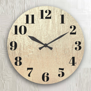 Champagne Gold Glam Texture Large Clock