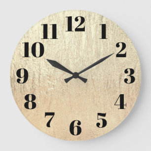 Champagne Gold Glam Texture Large Clock