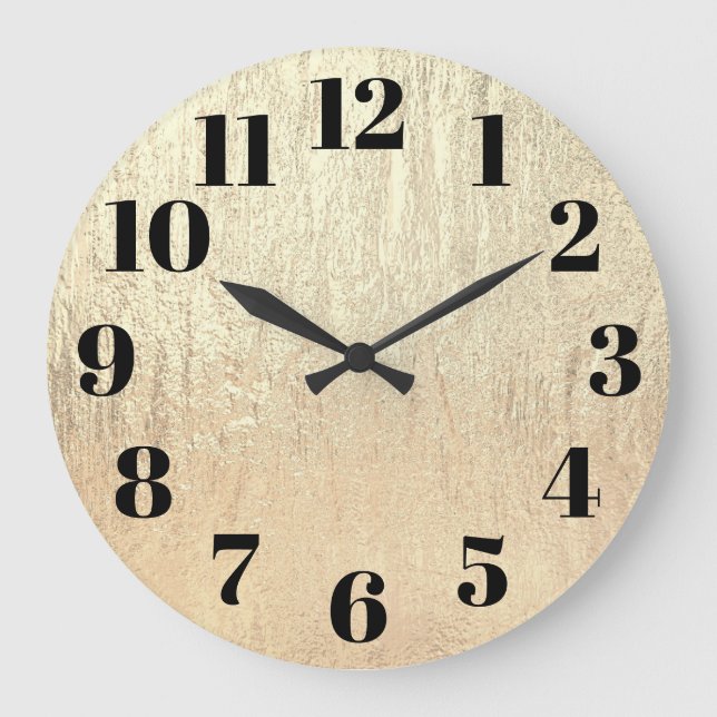 Champagne Gold Glam Texture Large Clock (Front)