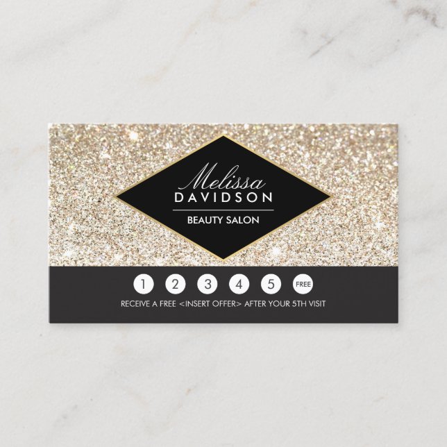 Champagne Gold Glitter and Glamour Loyalty Card II (Front)