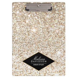 Champagne Gold Glitter and Glamour Personalized Clipboard