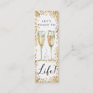 Champagne Gold Glitter Birthday Party Bookmark Mini Business Card