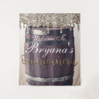 Champagne Gold Glitter Drip Rustic Quinceañera 15