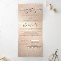 Champagne Gold Glitter Metal Registry Detail RSVP